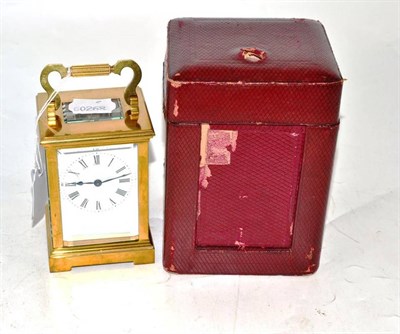 Lot 74 - Brass carriage timepiece and case