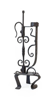 Lot 169 - A Wrought Iron Rush Light Holder, late...