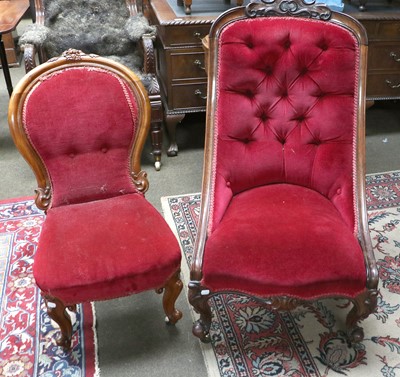 Lot 1324 - A Victorian Carved Rosewood Slipper Chair,...