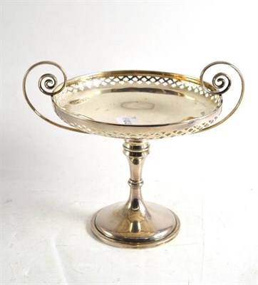 Lot 80 - A pierced silver tazza, London 1908, with scroll handles