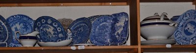 Lot 83 - A collection of 19th and 20th century blue and white including twenty one plates, vases, jugs,...