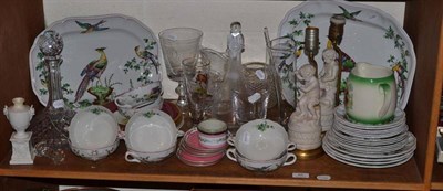 Lot 86 - Sundry ceramics and glass comprising Spode Copeland Chelsea birds dinnerware, pair of white...