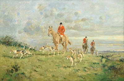 Lot 1057 - George Wright (1860-1942) Huntsman and hounds...