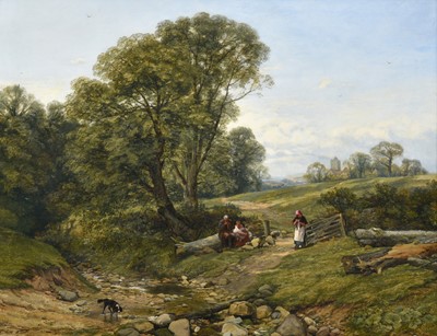 Lot 1038 - Thomas Creswick RA (1811-1869) Rustic family...