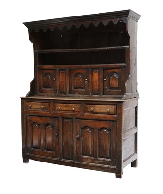 Lot 636 - A George II Oak Enclosed Dresser and Rack, 2nd...