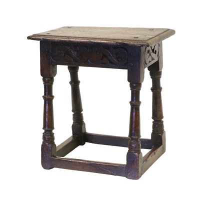 Lot 279 - An Oak Joint Stool, circa 1680, of four peg...