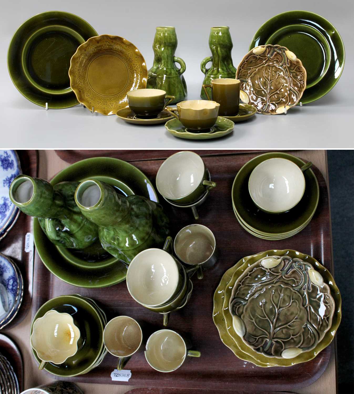 Lot 334 - A Small Collection of Green Glazed Linthorpe...