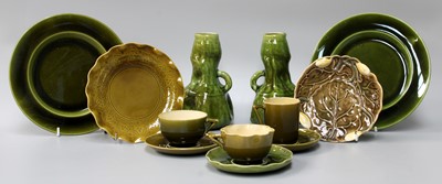 Lot 334 - A Small Collection of Green Glazed Linthorpe...