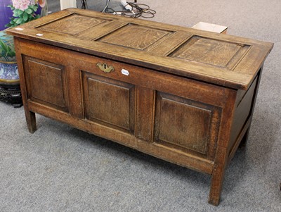 Lot 1361 - A 17th Century Oak Three Panel Coffer, 170cm...