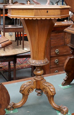 Lot 1330 - A Victorian Inlaid Burr Walnut Octagonal Work...