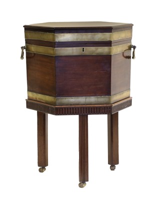 Lot 318 - A George III Mahogany Brass-Bound Wine Cooler,...