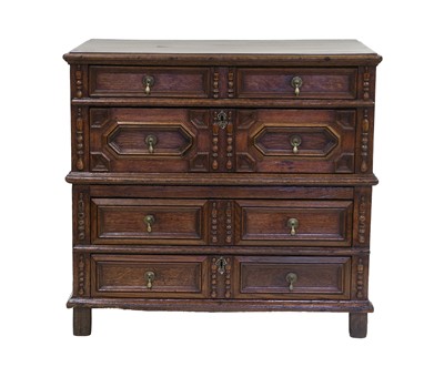 Lot 660 - A William & Mary Geometric-Moulded Oak Chest...