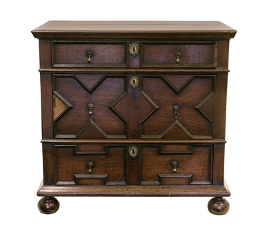 Lot 633 - A Late 17th Century Oak Chest, the moulded top...