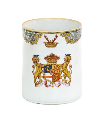 Lot 155 - A Chinese Porcelain Armorial Mug, Qianlong, of...