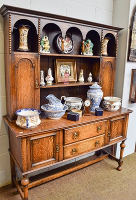 Lot 1435 - An Oak Dresser and Rack, circa 1900, with...