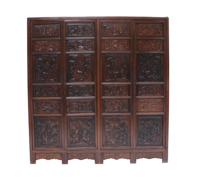 Lot 448 - A Chinese Padauk Four-Door Cabinet, late Qing...