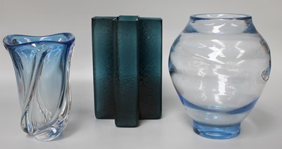 Lot 346 - A 1960s Danish Kinfisher Blue 'Cross' Vase,...