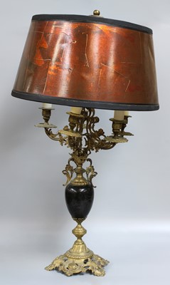 Lot 1346 - A Gilt Metal and Marble Five Light Table Lamp,...