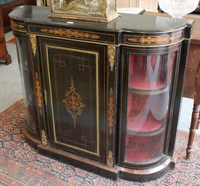 Lot 1442 - A Victorian Inlaid and Ebonised Credenza, gilt...