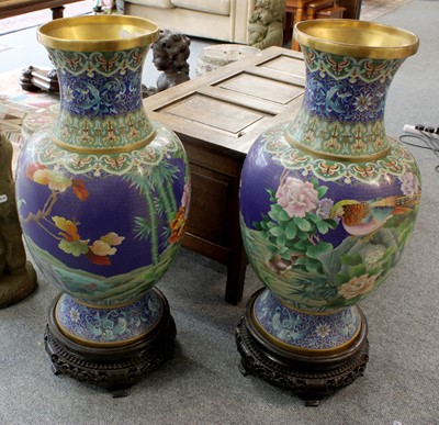 Lot 445 - A Pair of Large Floor Standing Cloisonne Vases,...