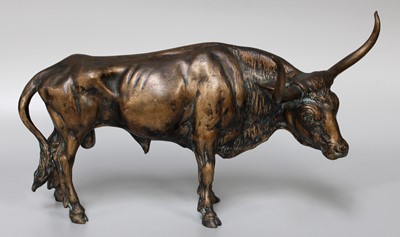 Lot 321 - A Bronzed Model of a Longhorn Bull, 36cm