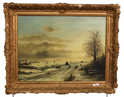 Lot 1079 - Jens Joppe (20th Century) Figures skating on a...