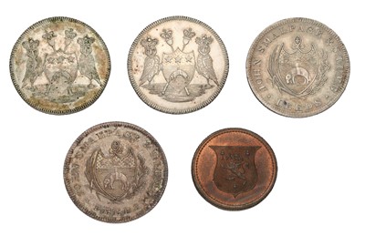 Lot 363 - 4x Yorkshire, Leeds, Silver Shilling Tokens,...