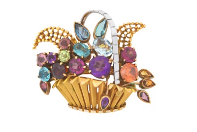 Lot 2190 - A Multi-Gem Set Giardinetto Brooch round cut...