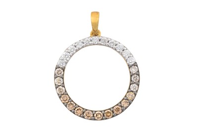 Lot 2107 - A 9 Carat Gold Diamond Pendant the circular...