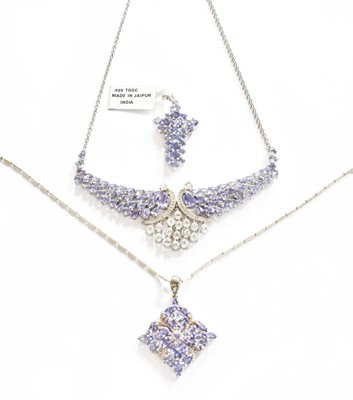 Lot 545 - A Tanzanite Necklace, necklace length 41cm; A...