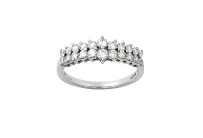 Lot 2053 - A Platinum Diamond Two Row Ring two rows of...