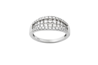 Lot 2051 - A Platinum Diamond Ring two graduated rows of...