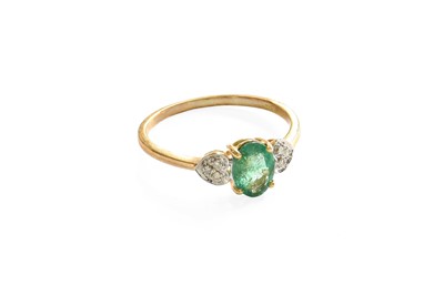 Lot 522 - A 9 Carat Gold Emerald and Diamond Ring, the...