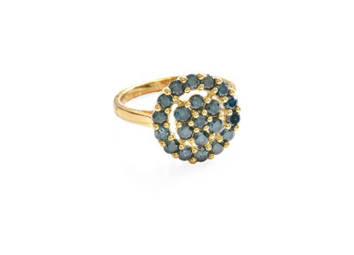 Lot 508 - A Blue Diamond Cluster Ring, the central...