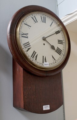 Lot 1271 - An Oak Veneered Drop Dial Wall Timepiece,...