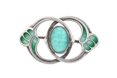 Lot 2036 - A Jugendstil Enamel and Hardstone Brooch two...