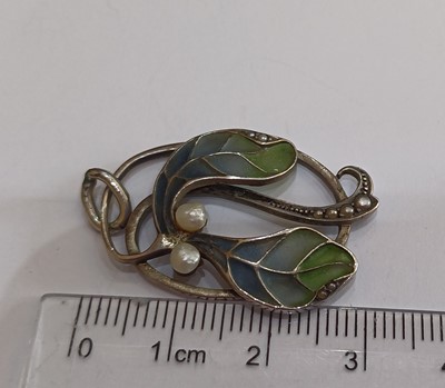 Lot 2006 - An Art Nouveau Plique-à-Jour Enamel and Pearl...