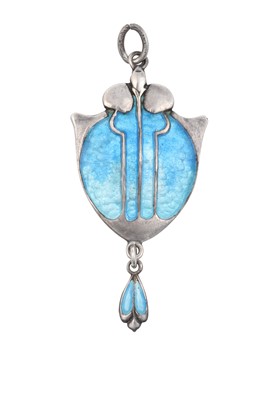 Lot 2026 - An Art Nouveau Enamel Pendant the shield motif...