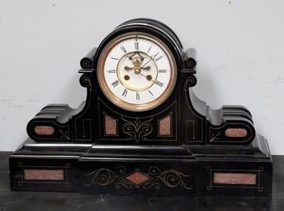 Lot 1343 - A Victorian Black Slate and Red Marble Mantel...