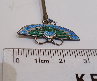 Lot 2010 - An Art Nouveau Enamel Hat Pin, by Charles...