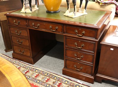 Lot 1353 - A Reproduction Mahogany Twin Pedestal Desk,...