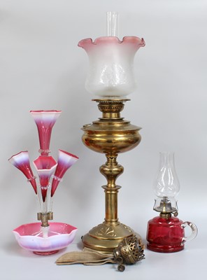 Lot 401 - A Victorian Cranberry and Vaseline Glass Four...