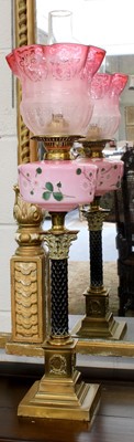 Lot 459 - A Victorian Brass Corinthian Column Based Oil...
