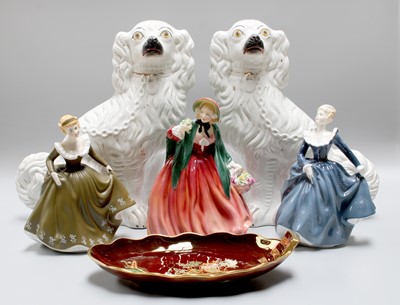 Lot 222 - Four Royal Doulton Porcelain Figures, a pair...