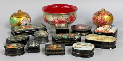 Lot 400 - A Collection of Russian Lacquer Boxes, three...