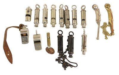 Lot 130 - Sixteen Various Military Whistles, including...