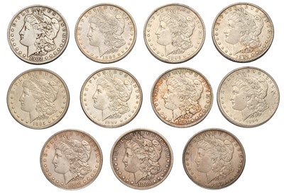 Lot 130 - 11x USA 'Morgan' Silver Dollars, to include:...