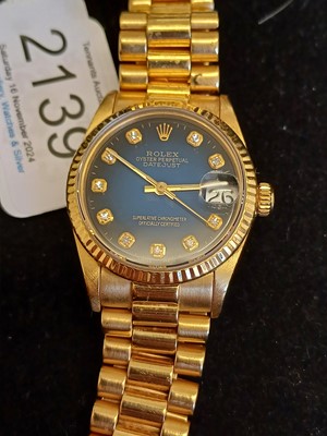 Lot 2139 - Rolex: A Lady's 18 Carat Gold Automatic...