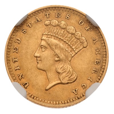 Lot 253 - USA, Dollar 1862 (KM#86); slabbed by NGC and...