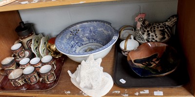 Lot 280 - Stoneware Flagons, blue and white sink,...